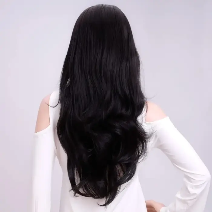 Demi-perruques à clips, 24 pouces de long, ondulées, 3/4 de tête, synthétiques, effet naturel, pour