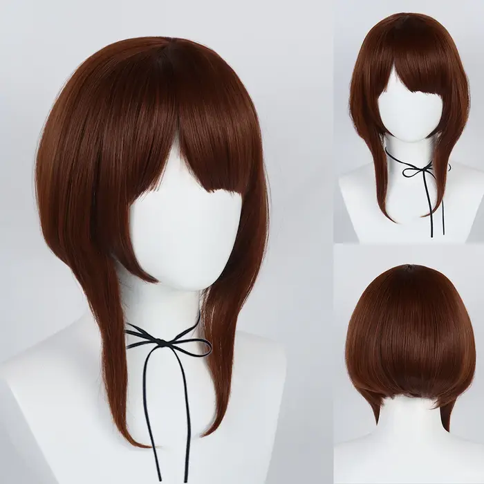 Perruque de Cosplay synthétique courte marron