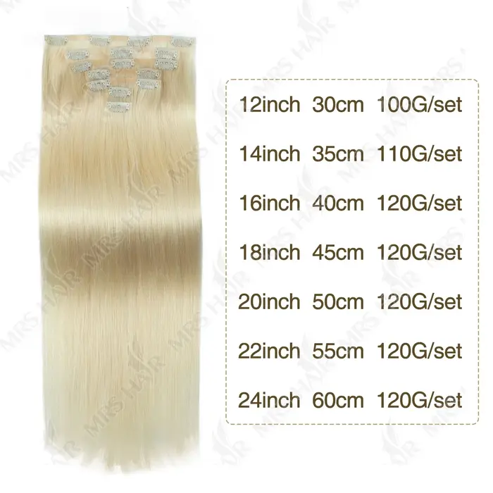 Extensions de cheveux à clipser invisibles blonds