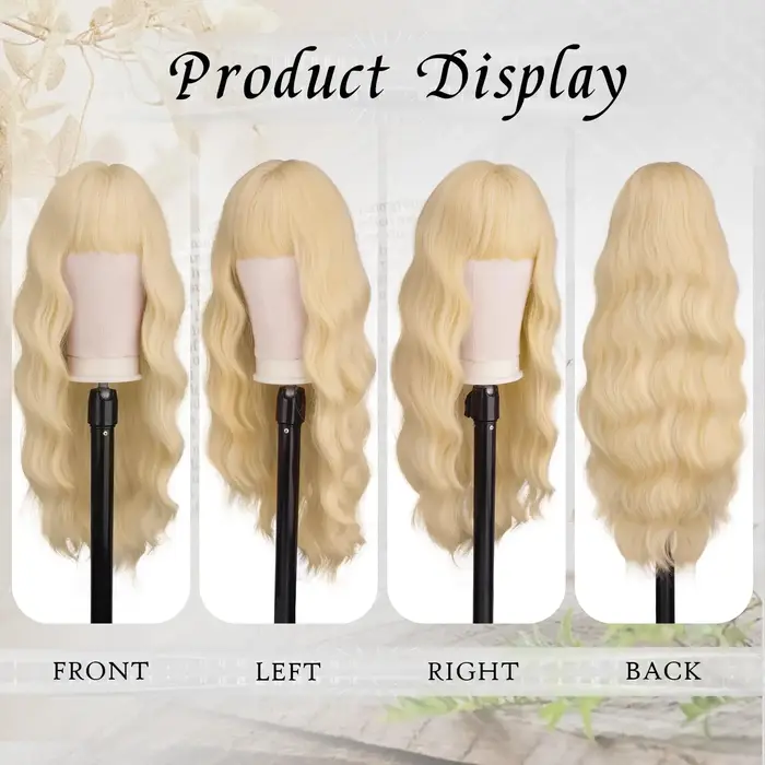Perruque synthétique longue et bouclée blonde pour Halloween