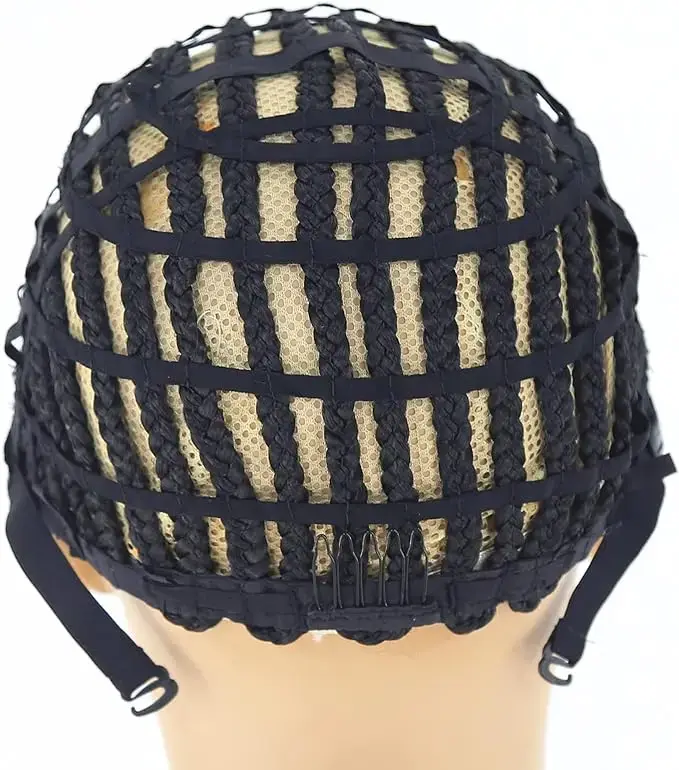 1 pièce de bonnet à perruque tressé noir pour la confection de perruques au crochet