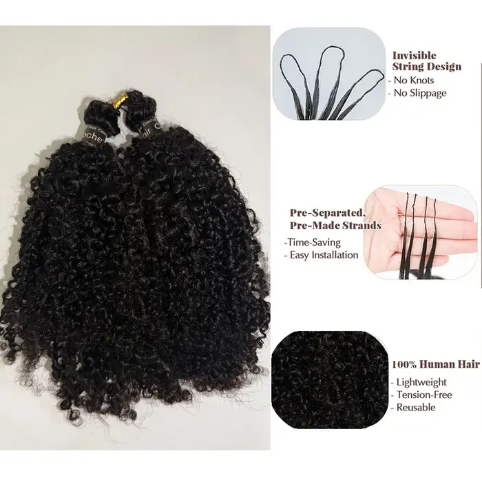 Extensions de cheveux humains bouclés afro crépus