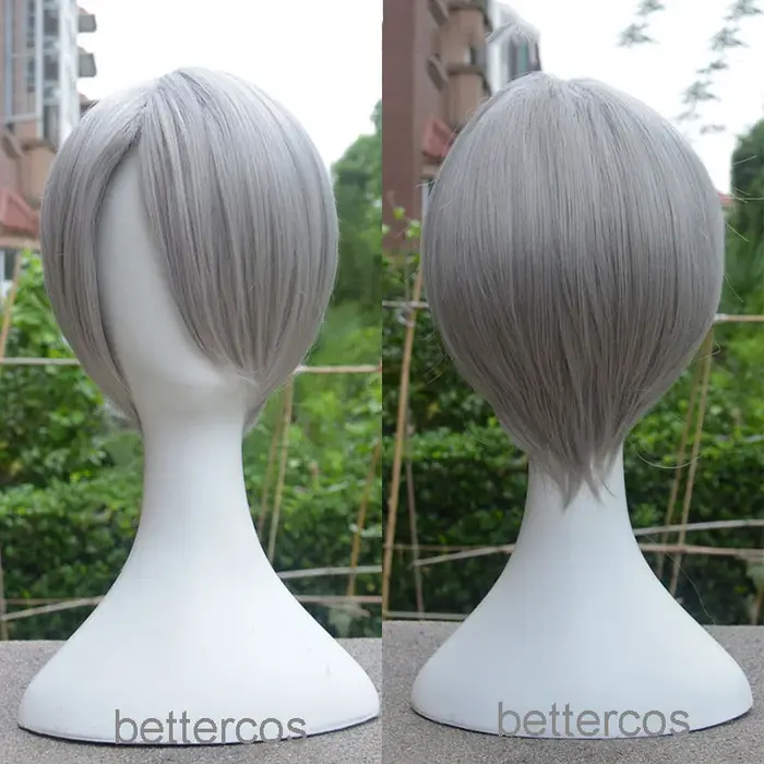 Anime Yuri!!! Perruque de cosplay sur le thème de Ice Viktor Nikiforov, perruque courte en cheveux s