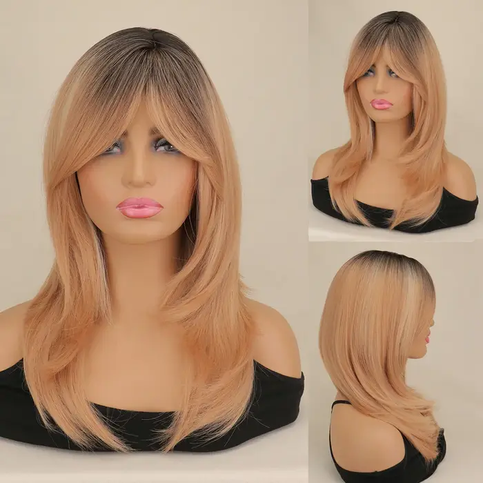 QQXCAIW perruque naturelle longue ondulée pour femmes afro-américaines Cosplay noir résistant à la chaleur cheveux synthétiques perruques quotidiennes