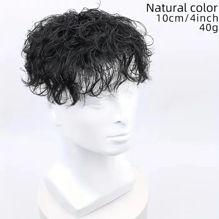 Perruque de cheveux humains réaliste pour hommes, postiche courte et lisse pour cheveux amincissants