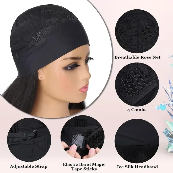 Perruques de cheveux longs et crépus lisses pour femmes noires, perruque bandeau synthétique, demi-p