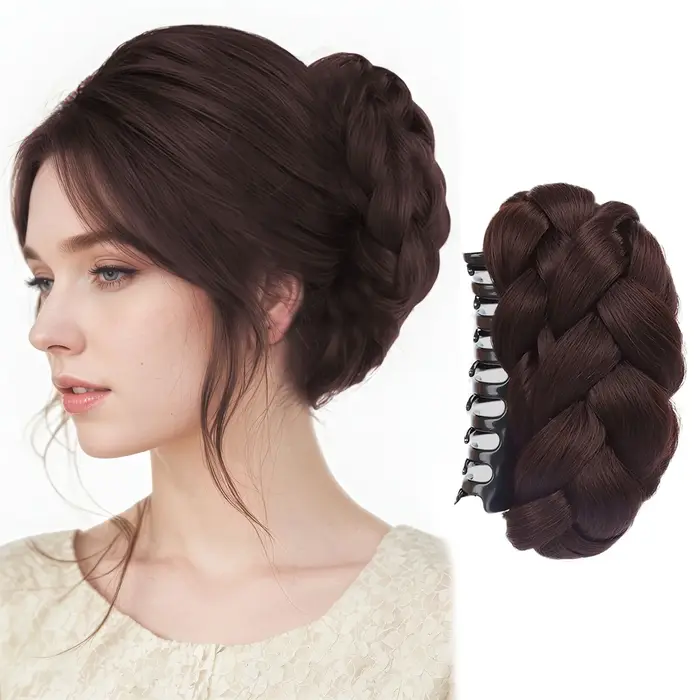 Postiche de chignon synthétique avec pince à griffe ovale, accessoire de chignon haut polyvalent mul