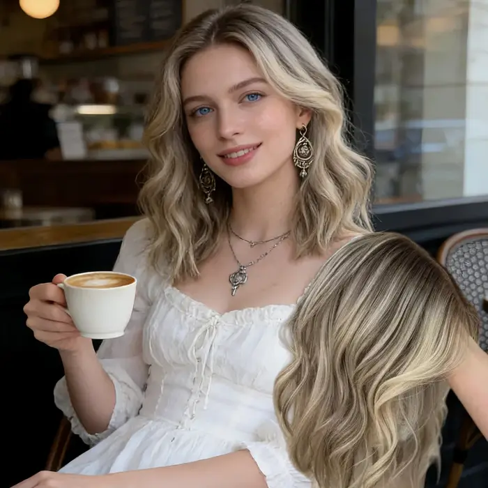 Perruques Lace Front Blondes Ombrées à Racines Foncées pour Femmes, Courtes, Ondulées, en Fibre Rési