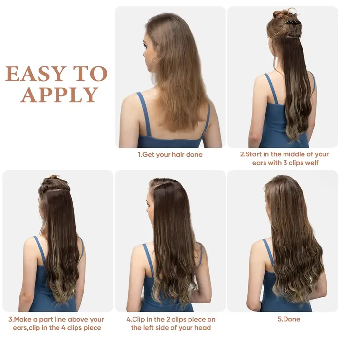 SARLA 22 pouces pince synthétique dans les Extensions de cheveux 4 pièces/ensemble postiche longue ondulée épaisse pour les femmes brun blond noir cheveux naturels