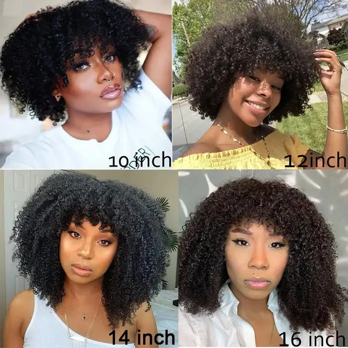Mongol court 4B 4C perruques Afro crépus bouclés Bob perruque brésilienne perruque cheveux humains pour femme cheveux humains perruques de cheveux naturels pleine Machine