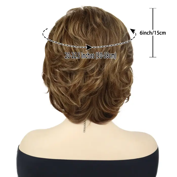 GNIMEGIL perruques synthétiques pour femmes perruque courte bouclée naturelle avec frange brun mélange