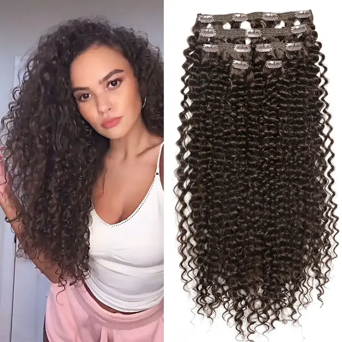 Extensions de cheveux synthétiques à clipser pour femmes