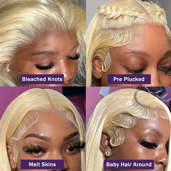 613 Blonde dentelle avant perruque cheveux humains 13X6 Hd dentelle frontale perruque 13X4 droite de