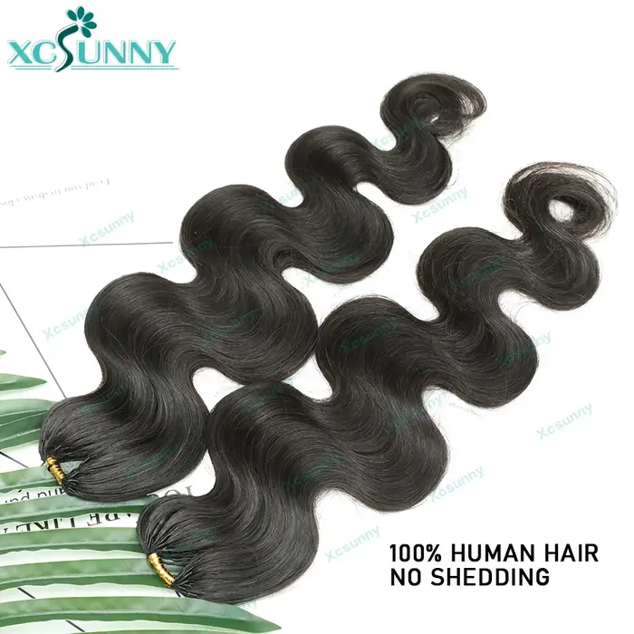 Extensions de cheveux humains au crochet effet plumes, ondulées, sans nœuds, pré-séparées, miracle n