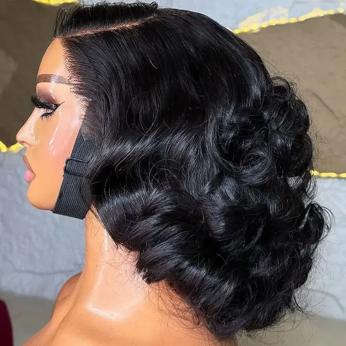Perruque Bob en Cheveux Humains Bouclés Courts et Lâches, Densité 250%, Dentelle HD 13x4, Couleur Bo