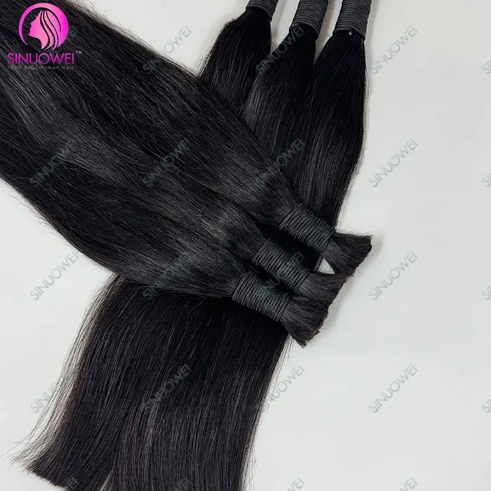 3 paquets tressage en vrac 100% cheveux humains os droit non transformés Extensions