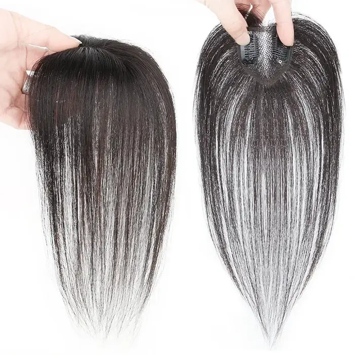 Cheveux humains petit coeur de pêche Invisible respirant pièce de cheveux droite Topper augmenter le