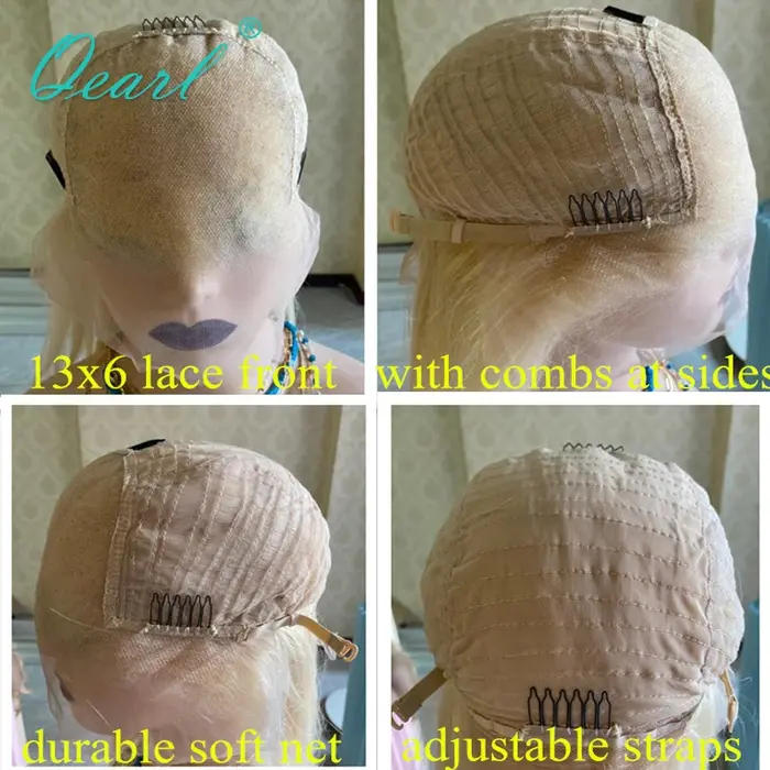 Qearl-Perruque de Cheveux Humains Naturels, Brun Clair, Mèches Blondes Agaçantes, Full Lace, Ultravi