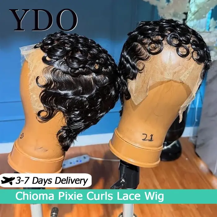 Perruque courte bouclée Chioma avec ligne de cheveux pré-épilée