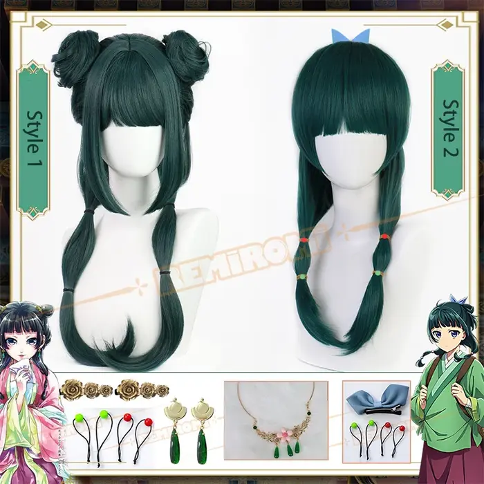 Maomao Cosplay perruque synthétique Anime les journaux d'apothicaire cheveux verts 2 Styles Kusuriya no Hitorigoto