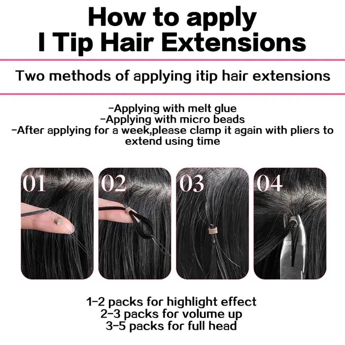 Extensions de cheveux I-Tip de 14 à 28 pouces