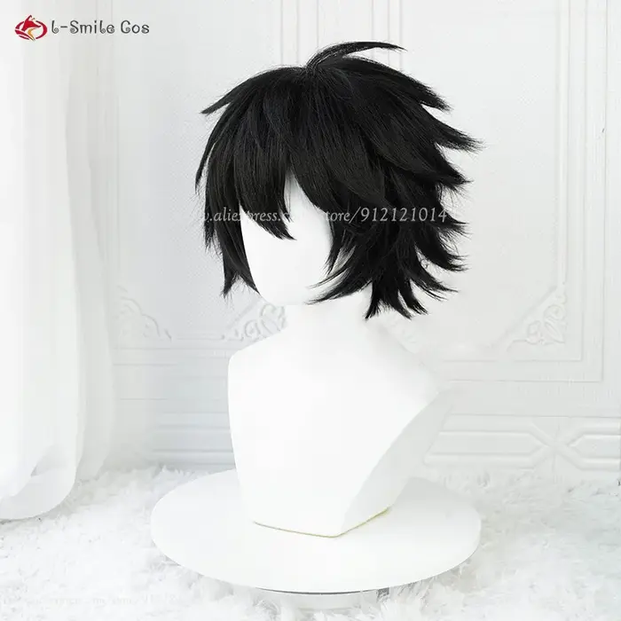 Haute qualité Anime L Cosplay perruque pour hommes L. Lawliet noir