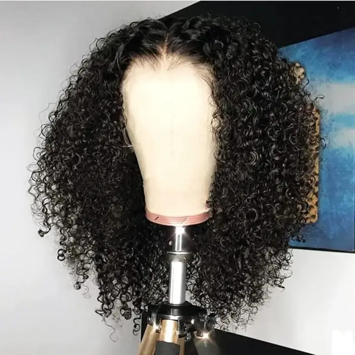 Perruque Bob Courte Ondulée Profonde Sans Colle Dialola en Cheveux Humains Brésiliens, Perruque Fron