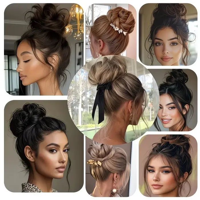 Extensions de chignon synthétiques bouclées courtes et désordonnées pour femmes