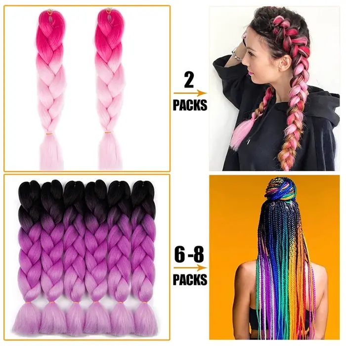 Tressage synthétique ombré 24 pouces