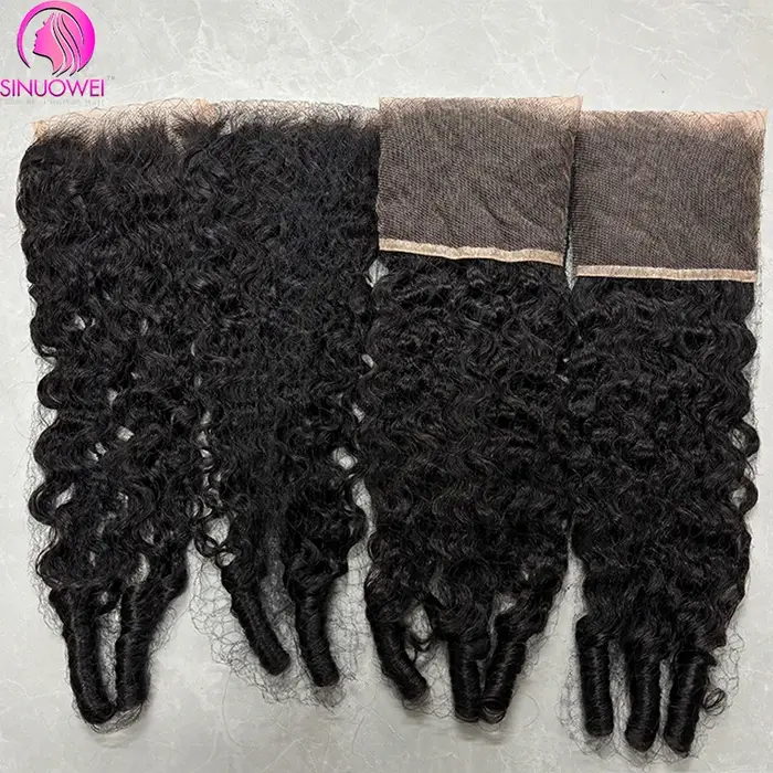 Closure en dentelle transparente 4x4 Cheveux bouclés birmans 12A, Cheveux humains naturels bouclés b