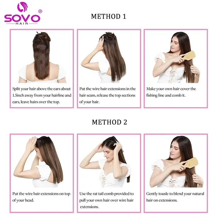 120G Halo Extensions de cheveux 100%