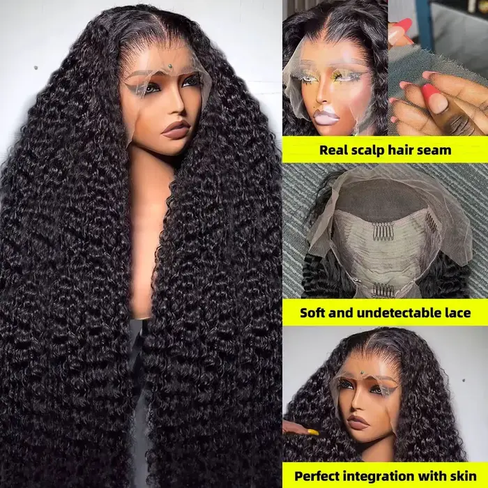 13x6 cheveux humains vierges brésiliens Jerry crépus boucles 250% densité vrais cheveux humains HD13
