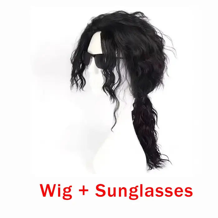 Nouvelle perruque Michael Jackson pour homme, noire, volumineuse, longue et bouclée, avec lunettes de soleil, accessoire de mode urbaine, pour cosplay et fêtes