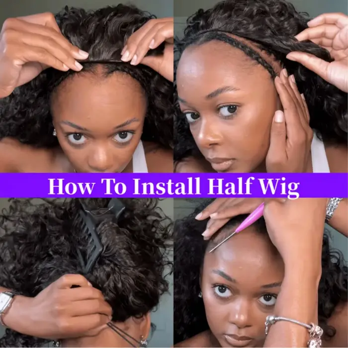 Perruque mi-tête Water Wave 3-en-1 en cheveux humains