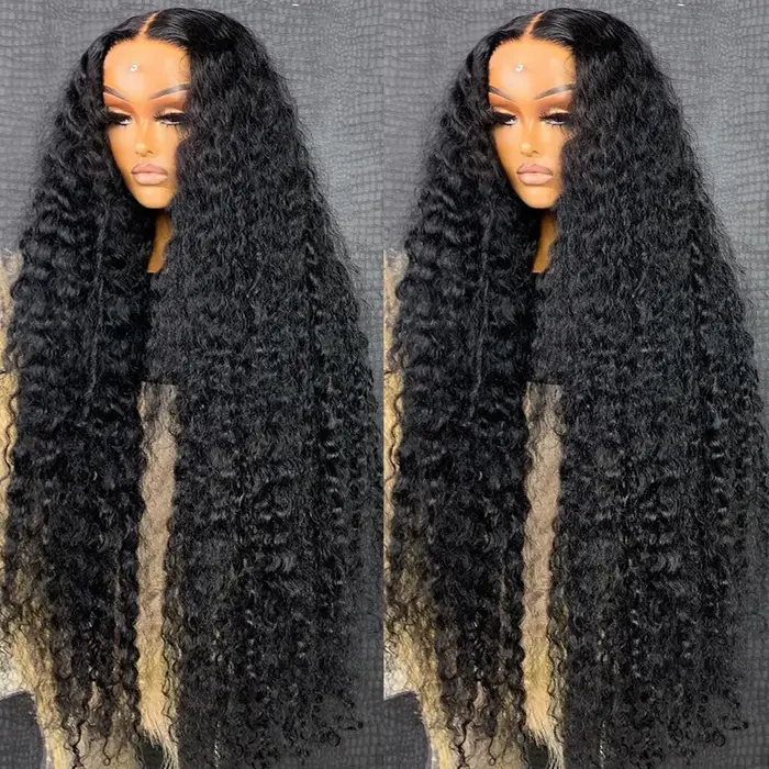 300 densité 13x6 Hd vague profonde frontale perruque 30 34 pouces sans colle perruques 100% cheveux