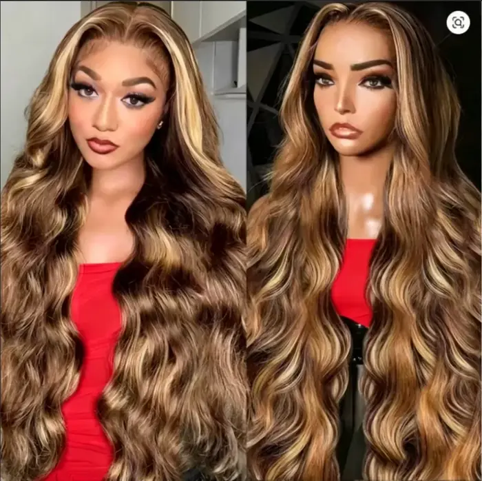Perruque en cheveux humains de couleur blonde ombrée P4/27