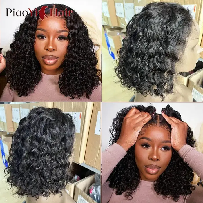Bob Perruque Lace Wig sans colle ondulée