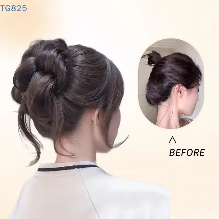 Nouveau Chignon Synthétique Effet Coiffure Désordonnée avec Pince à Cheveux