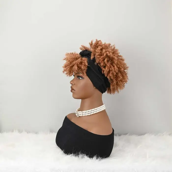 Perruque bandeau bouclée avec frange pour femme
