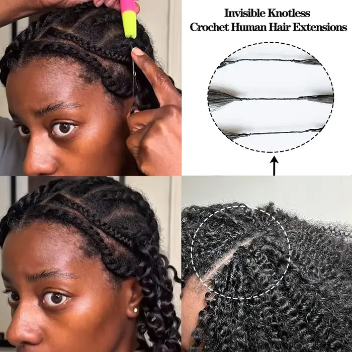 Extensions de cheveux humains bouclés crépus blond miel pour tressage, pré-séparées, sans nœuds, en