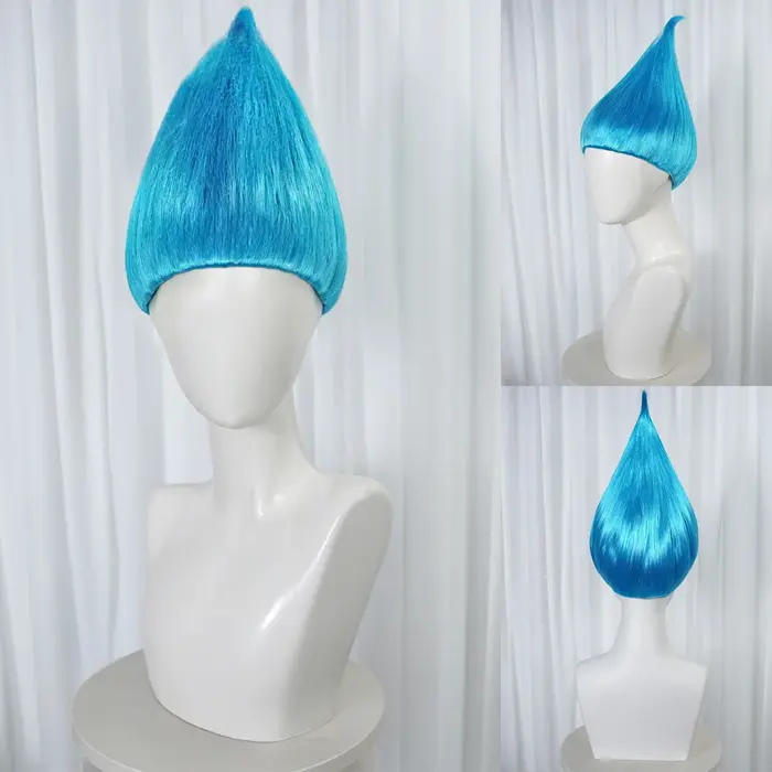 Perruque bleue synthétique pour fête d'Halloween, perruque de cosplay drôle pour hommes et femmes ad