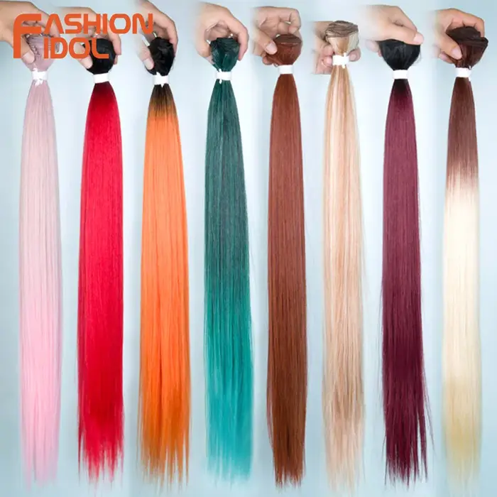 FASHION IDOL 28 pouces 200g trames Yaki cheveux raides tissage synthétique faux