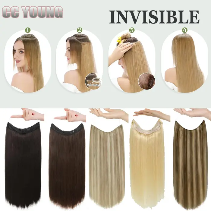 Extensions de cheveux blonds Halo de 20 pouces