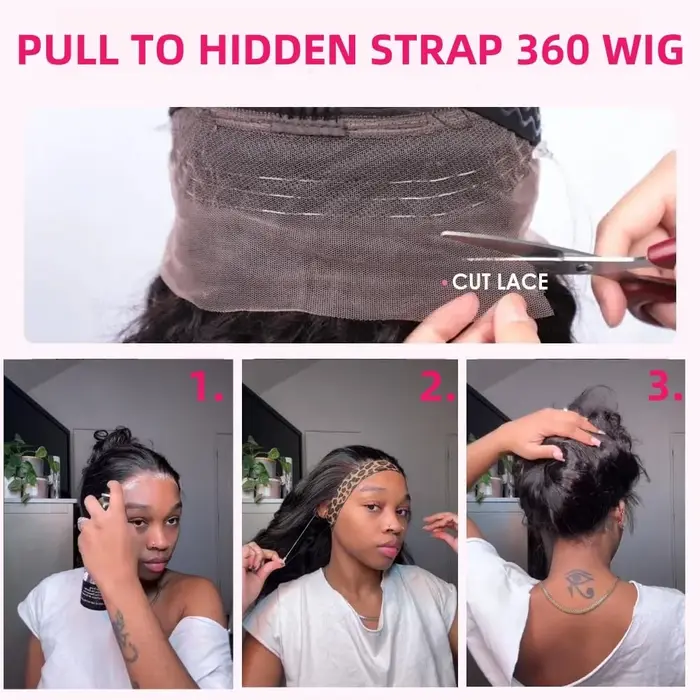 Sangle cachée cordon perruque 360 dentelle avant perruques cheveux humains 250 densité vague de corp