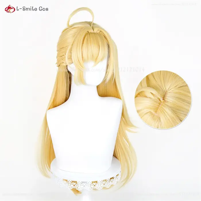 ZZZ Cissia – perruque de Cosplay synthétique de 72cm, perruques dorées mélangées avec queue de cheva