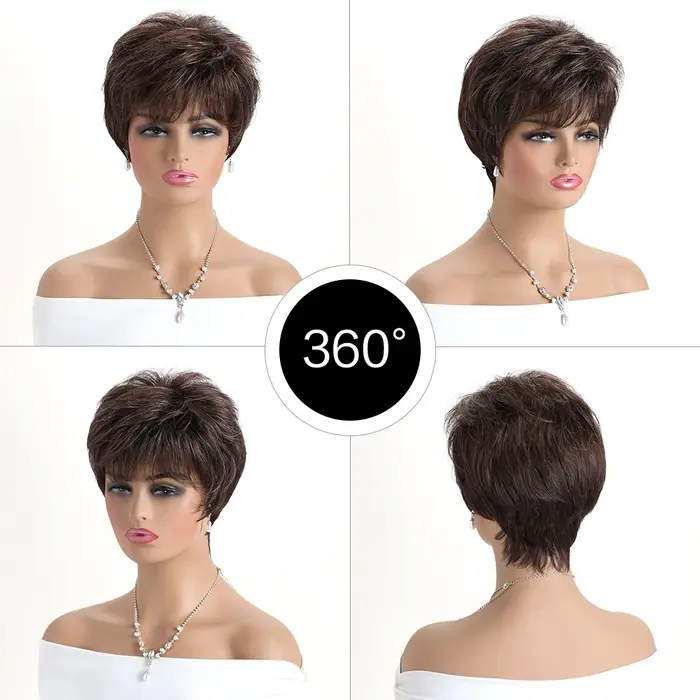 Perruque synthétique brune naturelle pour femmes