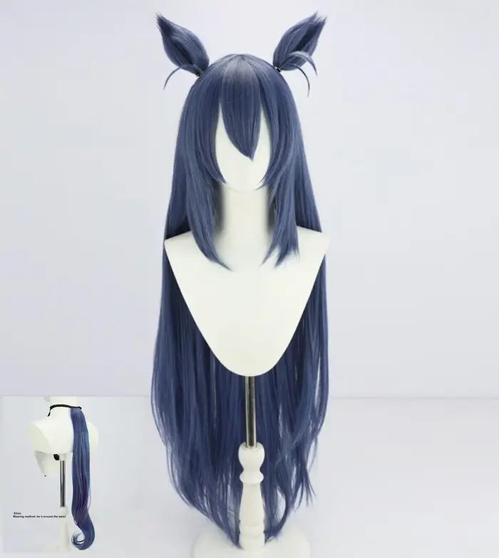 Cosplay Uma Musume jolie Derby Hishi Amazon perruque Halloween anime fête bleu longue