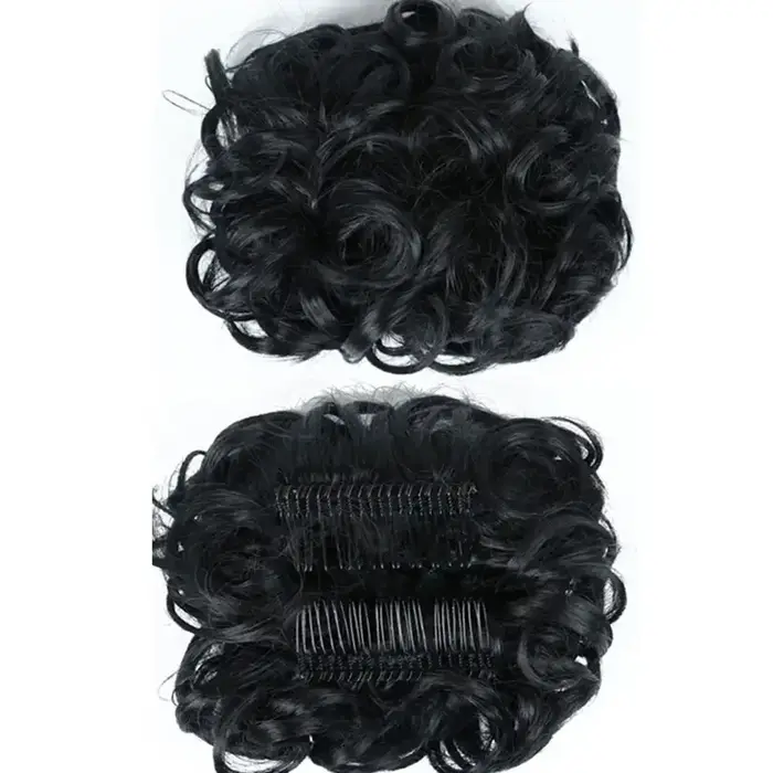 Mode perruque pièce insérer peigne bouclés perruque Extensions de cheveux Chignon moelleux naturel U