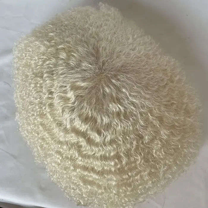Prothèse capillaire homme Afro Kinky Curly 100% cheveux humains