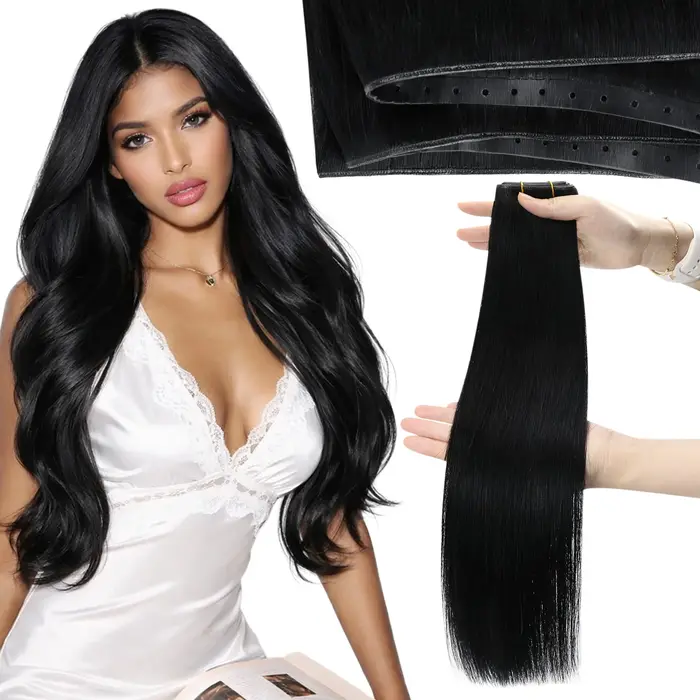 Extensions de cheveux Moresoo Butterfly Weft en cheveux humains véritables, pour ajouter longueur et
